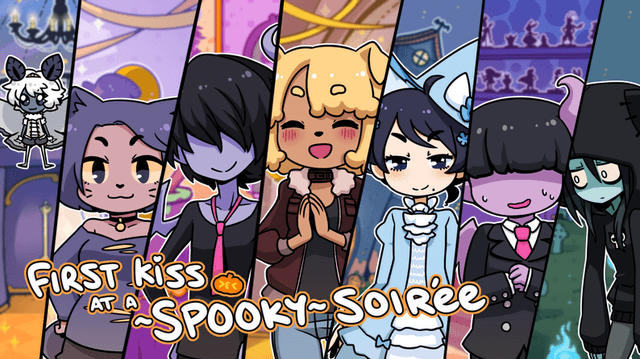 First Kiss at a Spooky Soiree's background